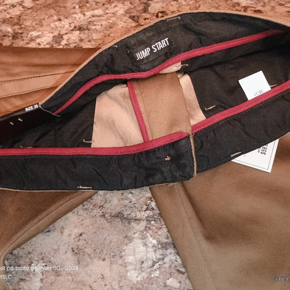 Men's Brown Pants.Jump start guys slacks size 30/31. Coco Cognac Brown. Nwt